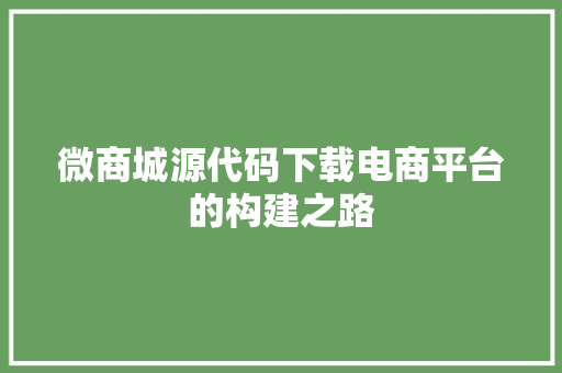 微商城源代码下载电商平台的构建之路