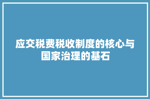 应交税费税收制度的核心与国家治理的基石