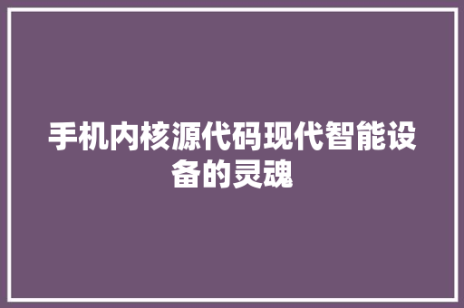 手机内核源代码现代智能设备的灵魂