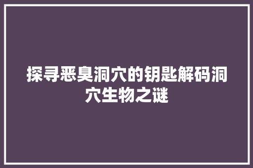 探寻恶臭洞穴的钥匙解码洞穴生物之谜