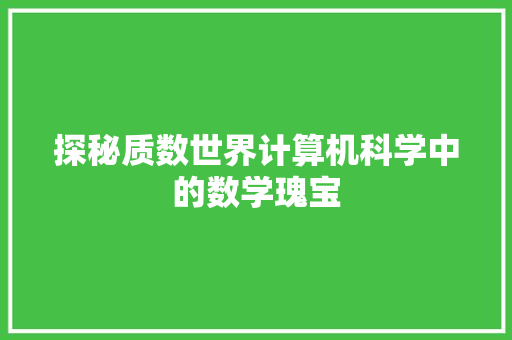 探秘质数世界计算机科学中的数学瑰宝