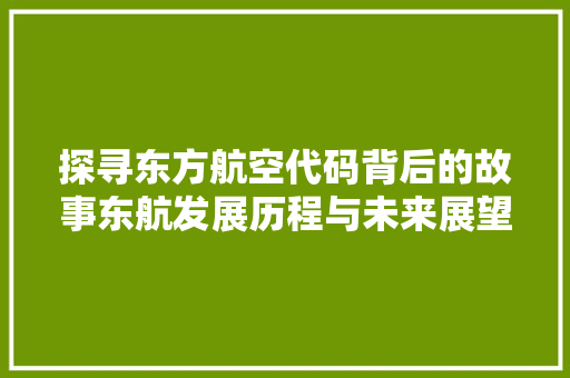探寻东方航空代码背后的故事东航发展历程与未来展望
