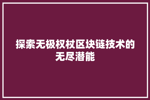 探索无极权杖区块链技术的无尽潜能