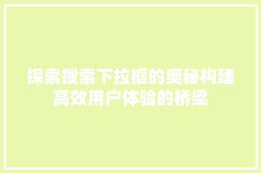 探索搜索下拉框的奥秘构建高效用户体验的桥梁
