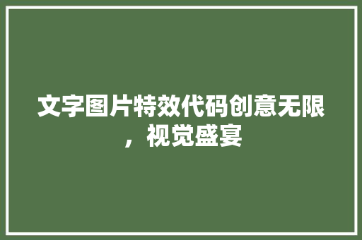 文字图片特效代码创意无限，视觉盛宴
