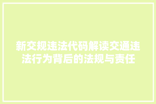 新交规违法代码解读交通违法行为背后的法规与责任