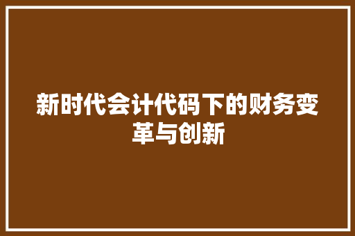 新时代会计代码下的财务变革与创新