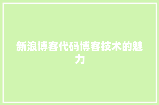 新浪博客代码博客技术的魅力