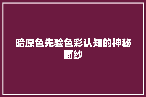 暗原色先验色彩认知的神秘面纱