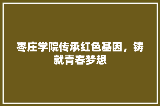 枣庄学院传承红色基因，铸就青春梦想