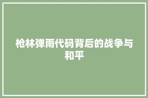 枪林弹雨代码背后的战争与和平