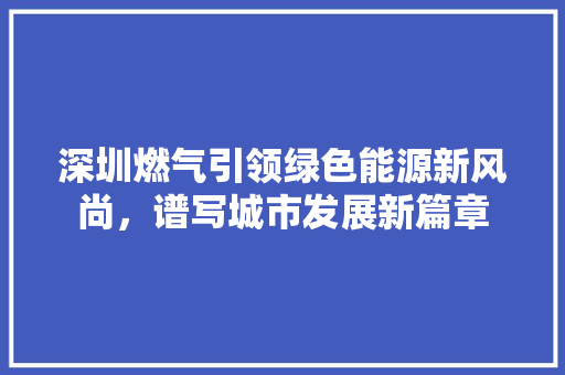 深圳燃气引领绿色能源新风尚，谱写城市发展新篇章