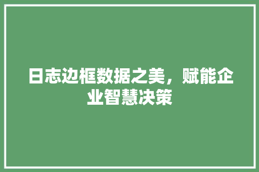 日志边框数据之美，赋能企业智慧决策