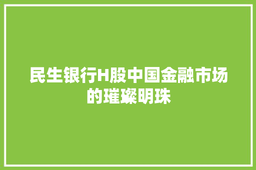 民生银行H股中国金融市场的璀璨明珠