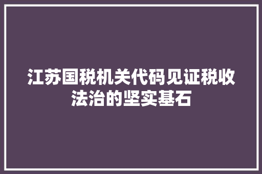 江苏国税机关代码见证税收法治的坚实基石