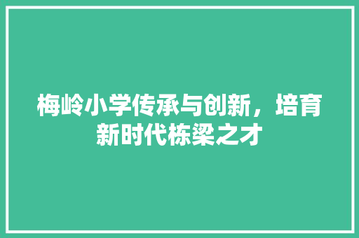 梅岭小学传承与创新，培育新时代栋梁之才