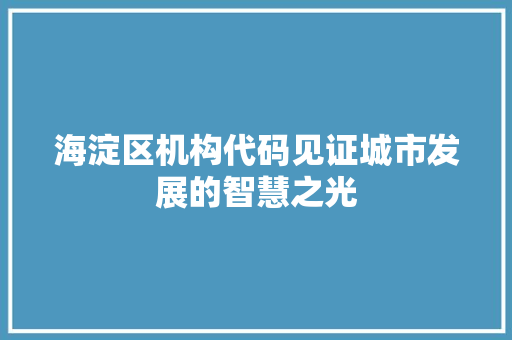海淀区机构代码见证城市发展的智慧之光