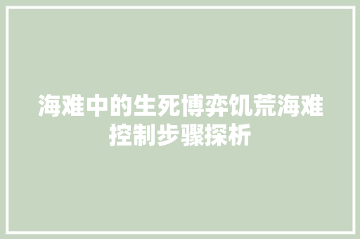 海难中的生死博弈饥荒海难控制步骤探析