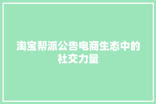 淘宝帮派公告电商生态中的社交力量
