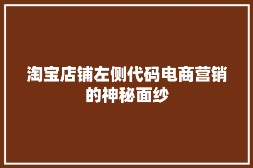 淘宝店铺左侧代码电商营销的神秘面纱