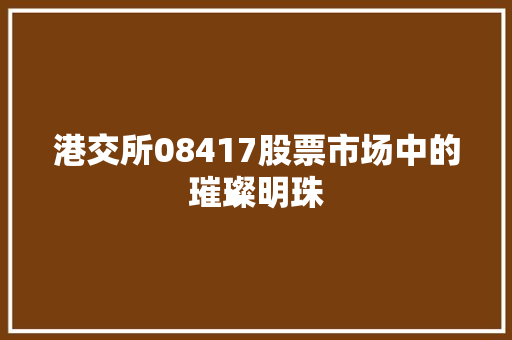 港交所08417股票市场中的璀璨明珠