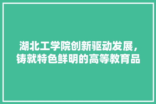 湖北工学院创新驱动发展，铸就特色鲜明的高等教育品牌