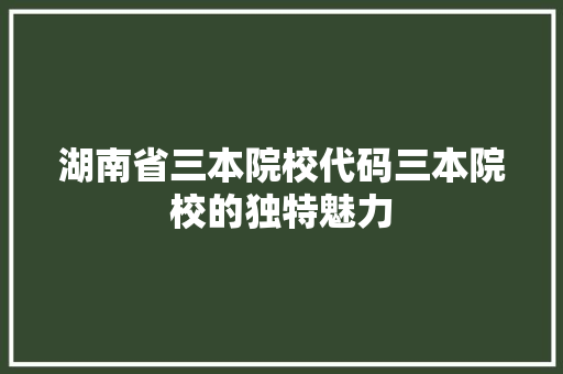 湖南省三本院校代码三本院校的独特魅力