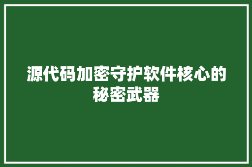 源代码加密守护软件核心的秘密武器