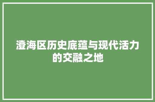 澄海区历史底蕴与现代活力的交融之地
