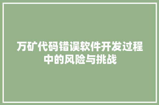 万矿代码错误软件开发过程中的风险与挑战