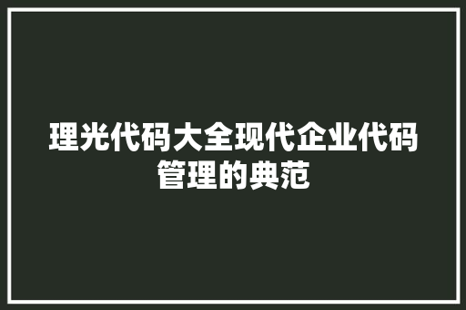 理光代码大全现代企业代码管理的典范