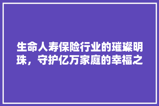 生命人寿保险行业的璀璨明珠，守护亿万家庭的幸福之光