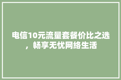 电信10元流量套餐价比之选，畅享无忧网络生活