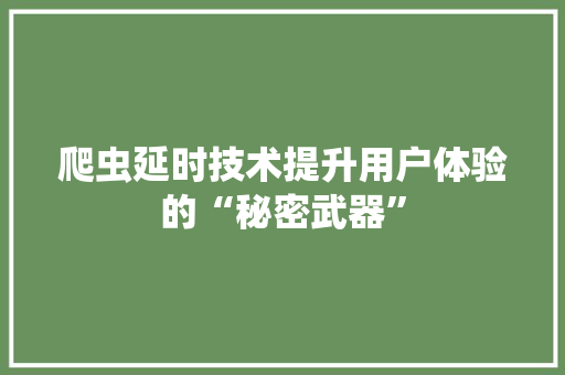爬虫延时技术提升用户体验的“秘密武器”