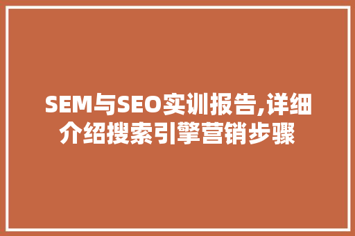 SEM与SEO实训报告,详细介绍搜索引擎营销步骤