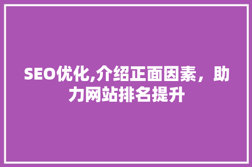 SEO优化,介绍正面因素，助力网站排名提升