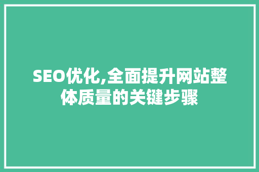 SEO优化,全面提升网站整体质量的关键步骤