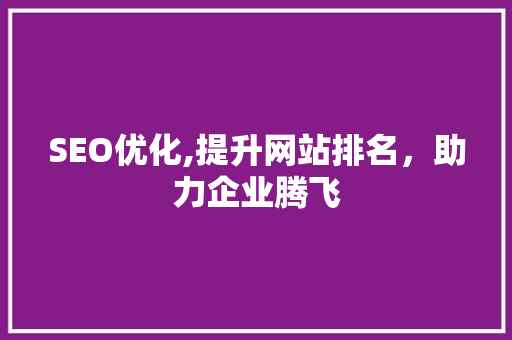 SEO优化,提升网站排名，助力企业腾飞