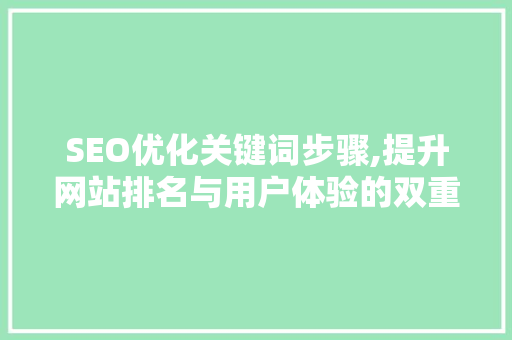 SEO优化关键词步骤,提升网站排名与用户体验的双重保障