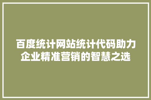 百度统计网站统计代码助力企业精准营销的智慧之选