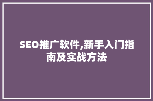 SEO推广软件,新手入门指南及实战方法