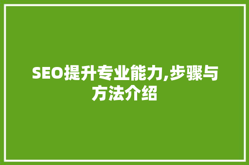 SEO提升专业能力,步骤与方法介绍