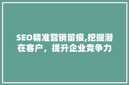 SEO精准营销留痕,挖掘潜在客户，提升企业竞争力