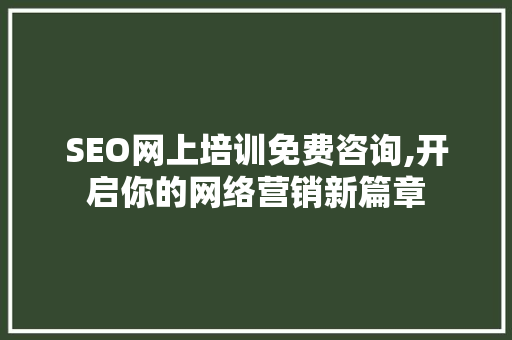 SEO网上培训免费咨询,开启你的网络营销新篇章