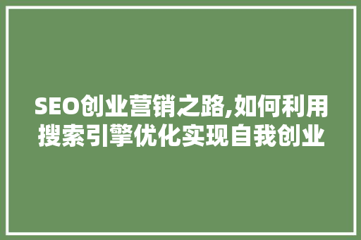 SEO创业营销之路,如何利用搜索引擎优化实现自我创业