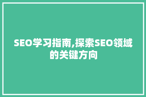 SEO学习指南,探索SEO领域的关键方向